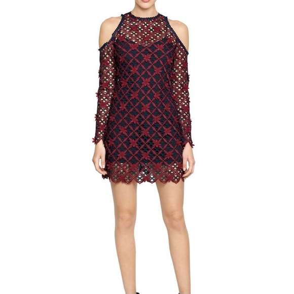 NWT Self Portrait Floral Grid Cold Shoulder Lace Dress sz S - Picture 6 of 13